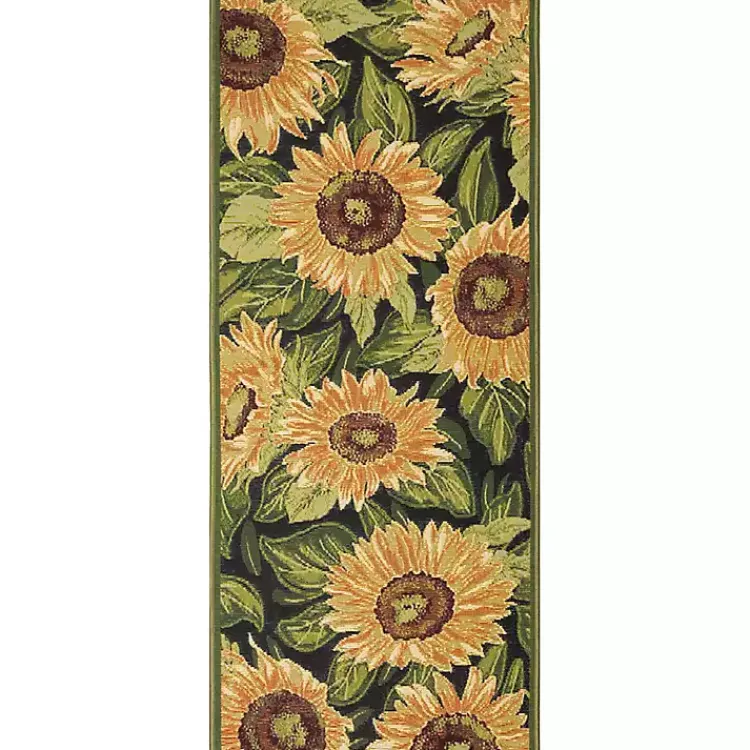 Outdoor Rugs-Kirklands Home Yellow Sunflower Indoor/Outdoor Runner, 1x4