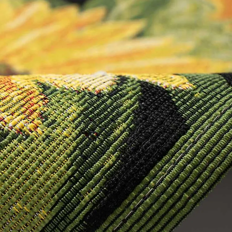 Outdoor Rugs-Kirklands Home Yellow Sunflower Indoor/Outdoor Runner, 1x4