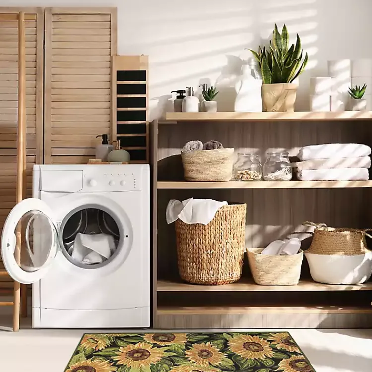 Outdoor Rugs-Kirklands Home Yellow Sunflower Indoor/Outdoor Runner, 1x4