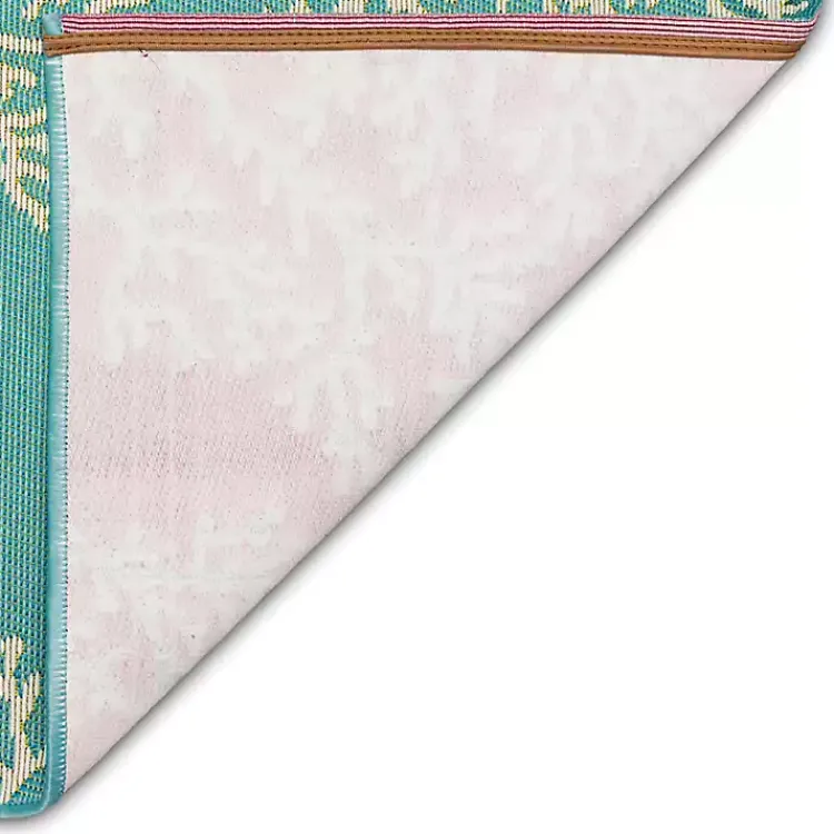 Outdoor Rugs-Kirklands Home Coral Indoor/Outdoor Runner, 1x4 Blue