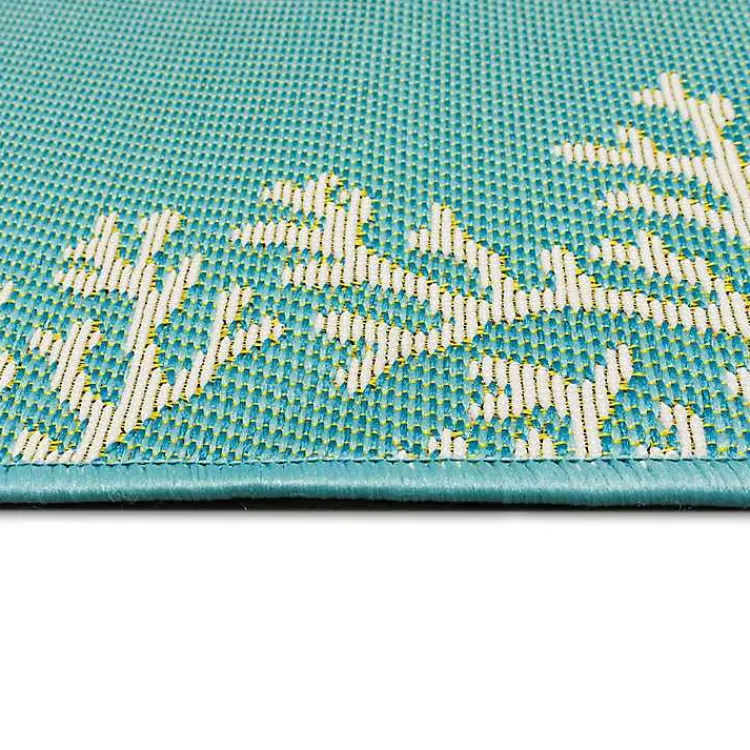 Outdoor Rugs-Kirklands Home Coral Indoor/Outdoor Runner, 1x4 Blue