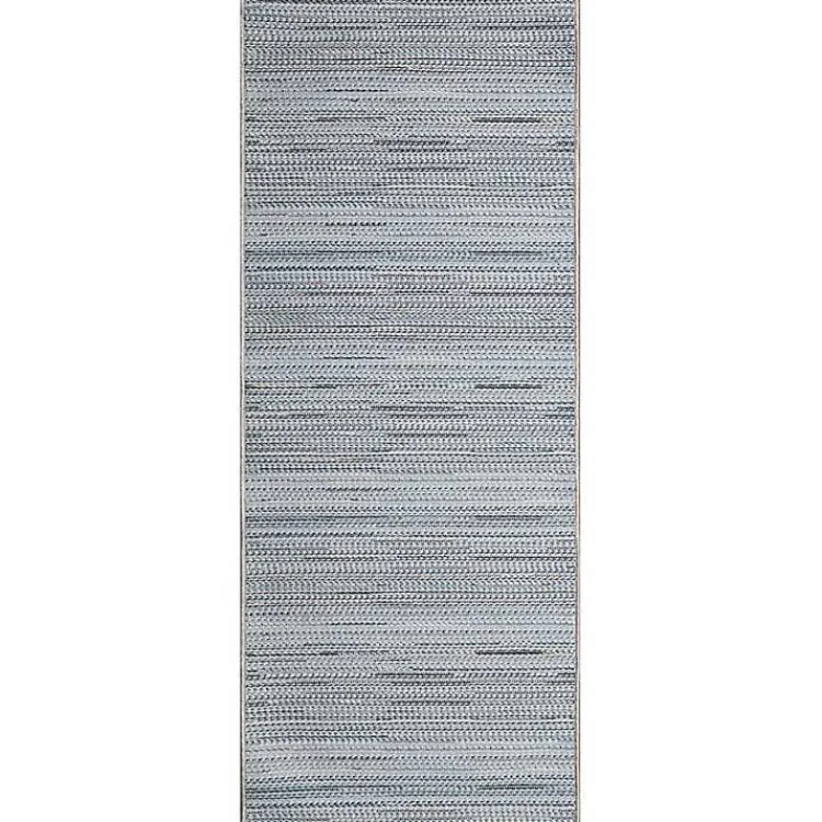 Outdoor Rugs-Kirklands Home Denim Woven Lines Indoor/Outdoor Runner, 1x4 Blue