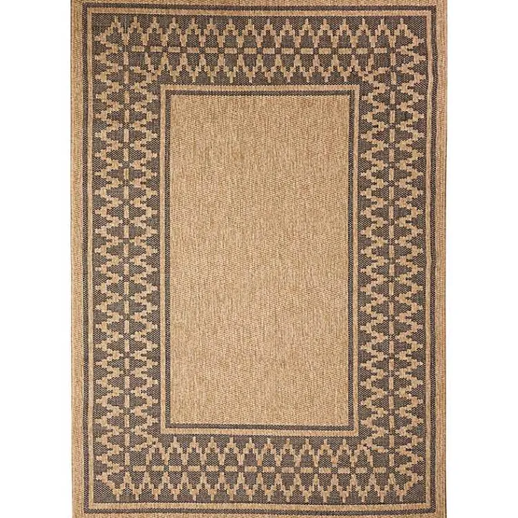 Outdoor Rugs-Kirklands Home Tan & Black Zig Zag Indoor/Outdoor Area Rug, 7x9