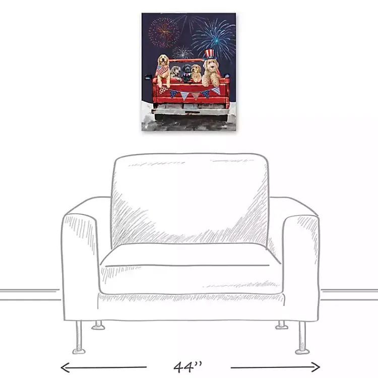 Canvas Art-Kirklands Home Patriotic Puppy Pickup Canvas Art Print