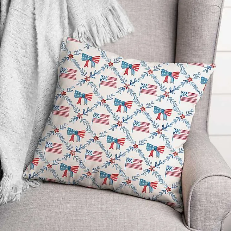 Outdoor Cushions & Pillows-Kirklands Home Flags and Bows 4th of July Indoor/Outdoor Pillow