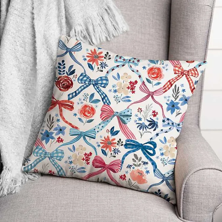 Outdoor Cushions & Pillows-Kirklands Home Bows and Flowers 4th of July Indoor/Outdoor Pillow