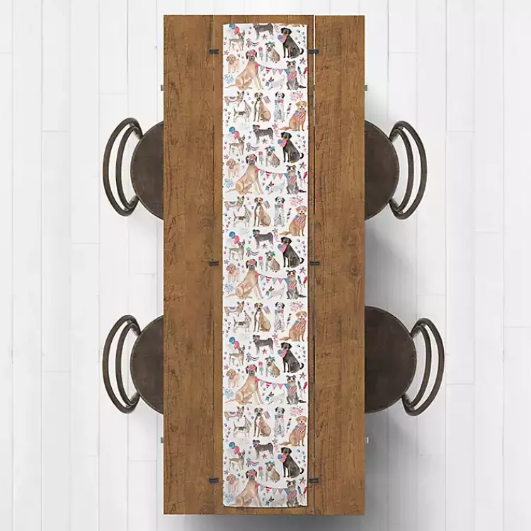 Table Linens-Kirklands Home Fourth of July Patriotic Pups Table Runner, 90 in.