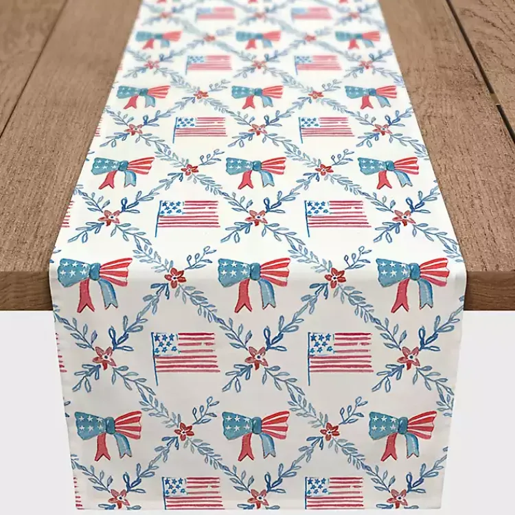 Table Linens-Kirklands Home Flags and Bows 4th of July Table Runner, 72 in.