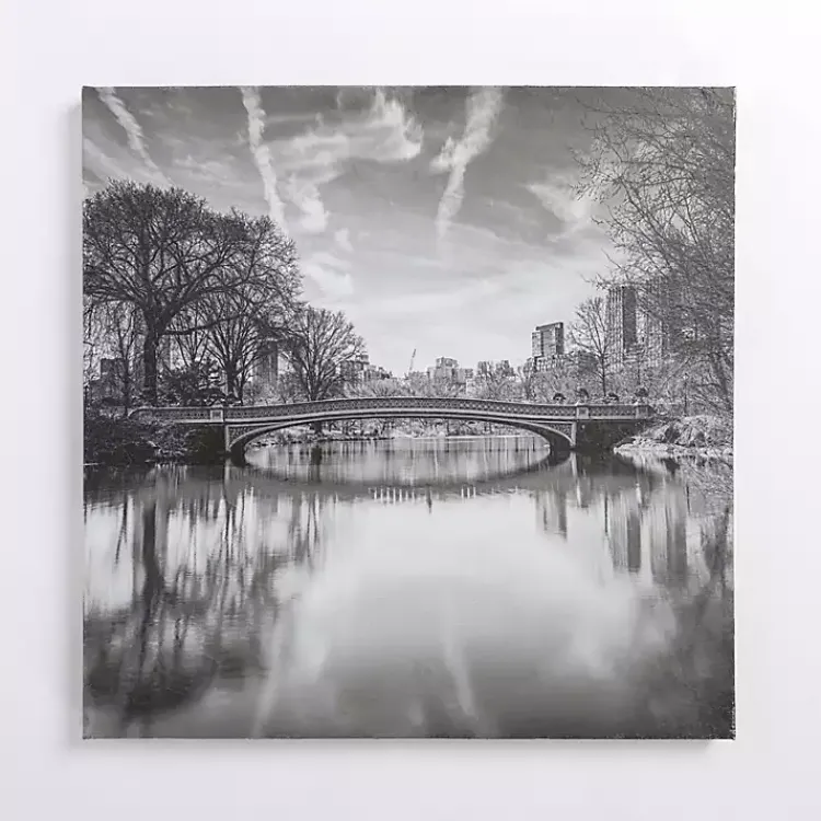 Canvas Art-Kirklands Home Bridge in Central Park Canvas Art Print Gray