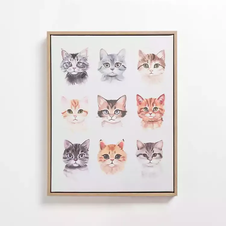 Framed Art-Kirklands Home Cat Portraits Framed Canvas Art Print