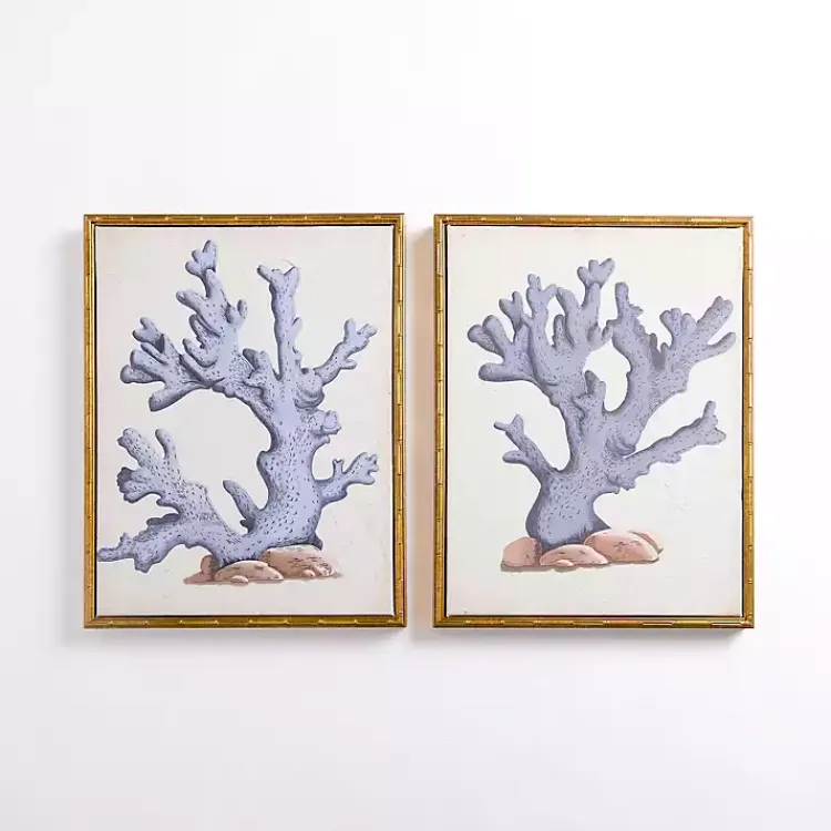 Canvas Art-Kirklands Home Blue Coral Framed Canvas Art Prints, Set of 2