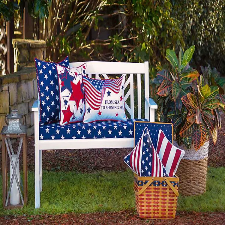 Outdoor Cushions & Pillows-Kirklands Home Stars & Stripes Outdoor Lumbar Pillows, Set of 2
