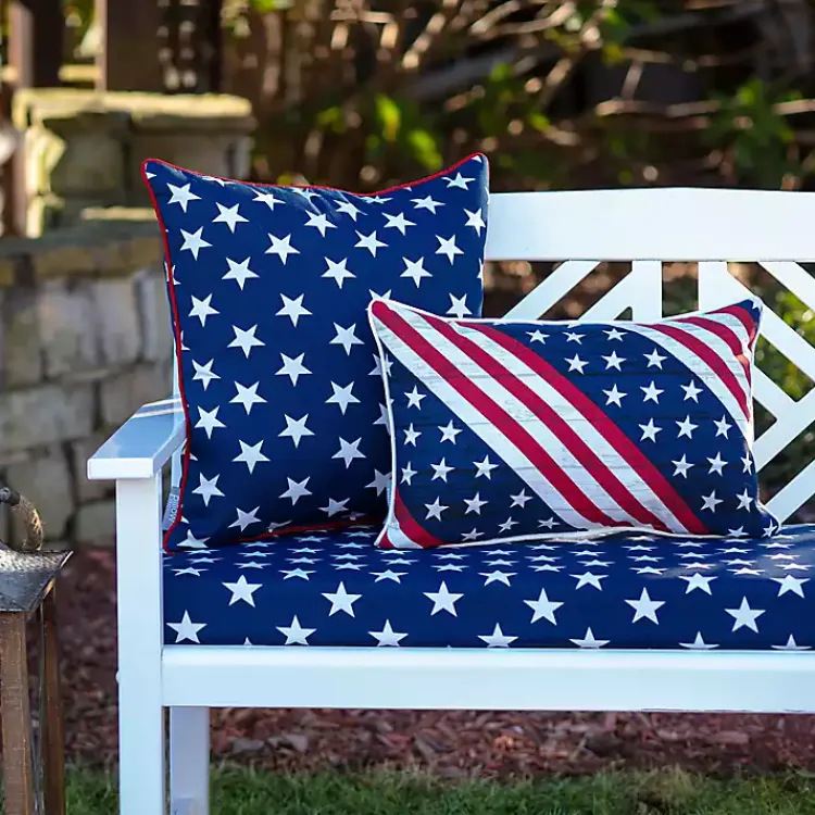 Outdoor Cushions & Pillows-Kirklands Home Stars & Stripes Outdoor Lumbar Pillows, Set of 2