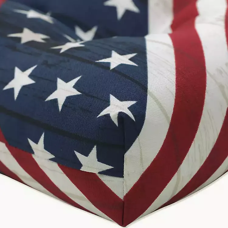 Outdoor Cushions & Pillows-Kirklands Home Stars & Stripes Tufted Outdoor Bench Cushion