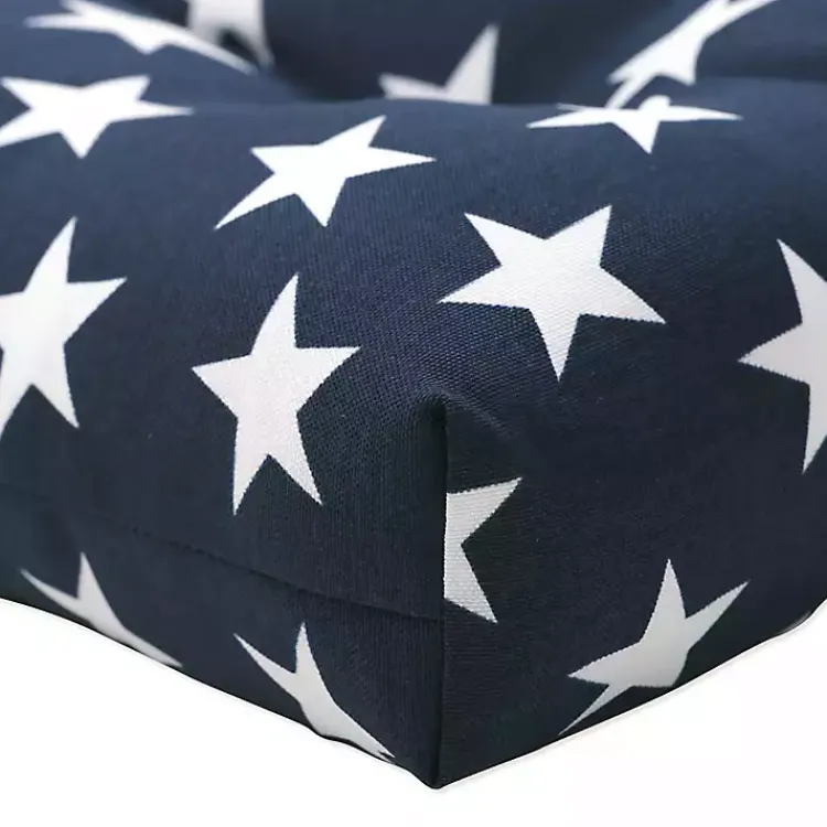 Outdoor Cushions & Pillows-Kirklands Home Blue and White Stars Outdoor Loveseat Cushion