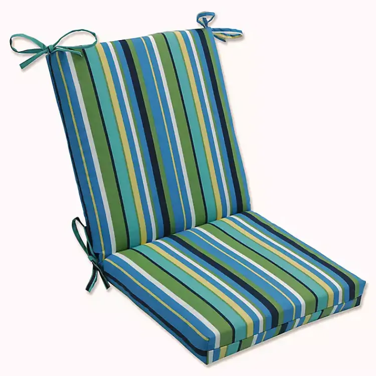 Outdoor Cushions & Pillows-Kirklands Home Blue Topanga Striped Outdoor Chair Cushion