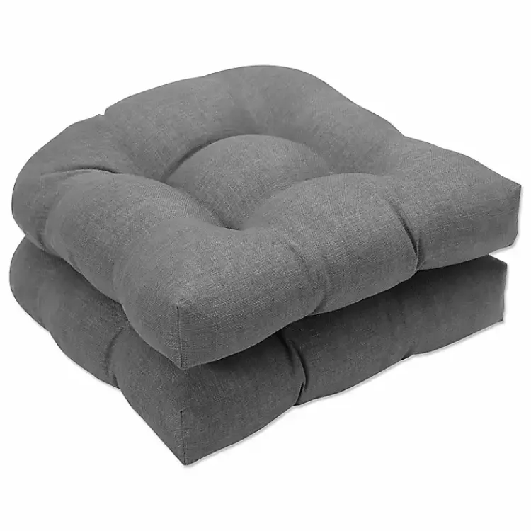 Outdoor Cushions & Pillows-Kirklands Home Graphite Tufted Outdoor Seat Cushions, Set of 2 Gray