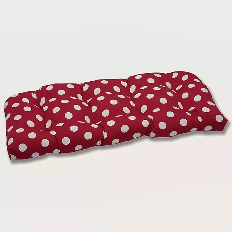 Outdoor Cushions & Pillows-Kirklands Home Red & White Polka Dot Outdoor Settee Cushion