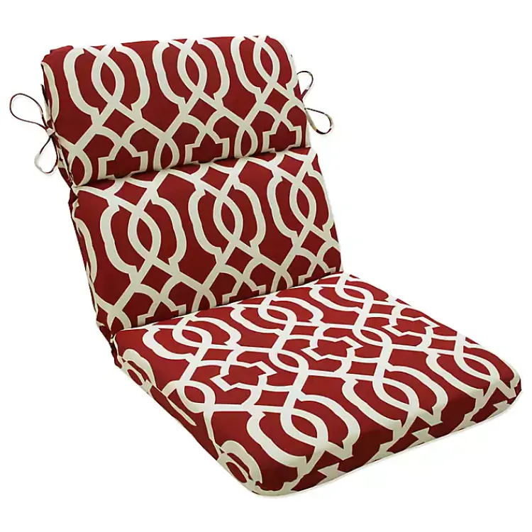 Outdoor Cushions & Pillows-Kirklands Home Red New Geometric Round Edge Outdoor Chair Cushion