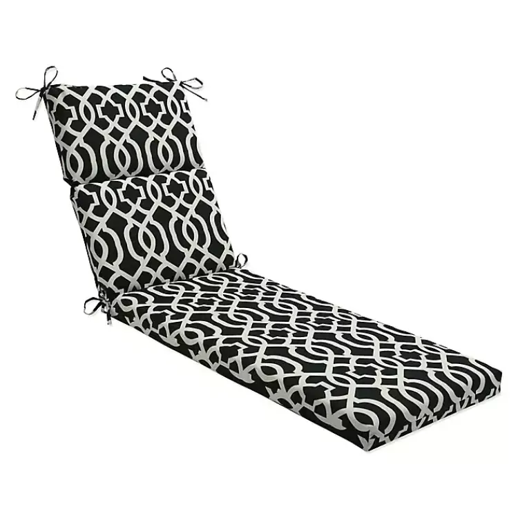Outdoor Cushions & Pillows-Kirklands Home Black New Geometric Outdoor Chaise Cushion
