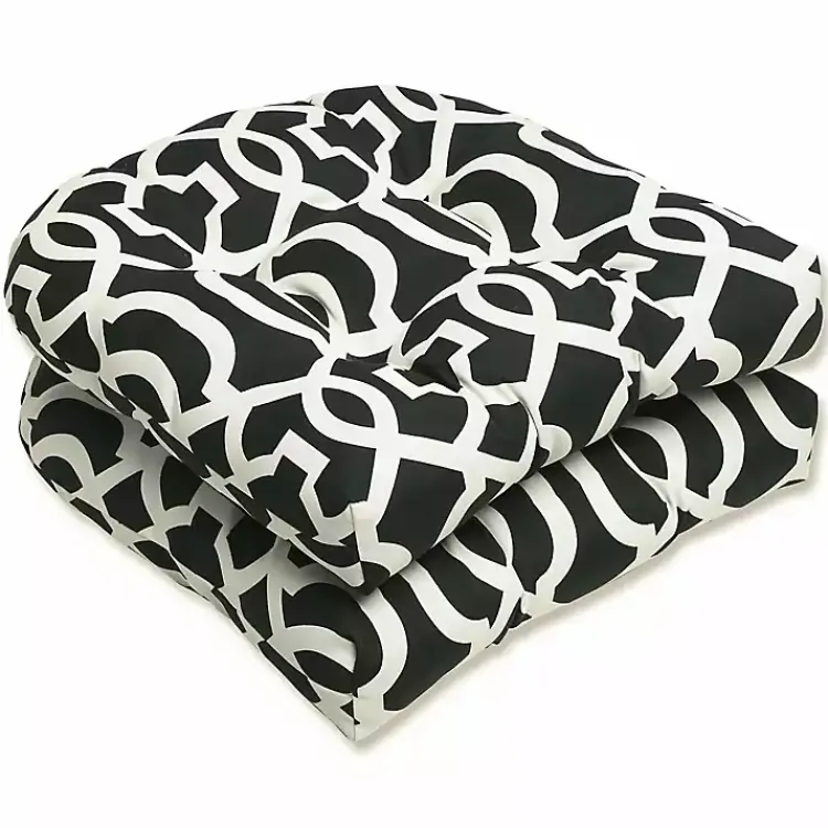 Outdoor Cushions & Pillows-Kirklands Home Black New Geometric 2-pc. Wicker Chair Cushion Set