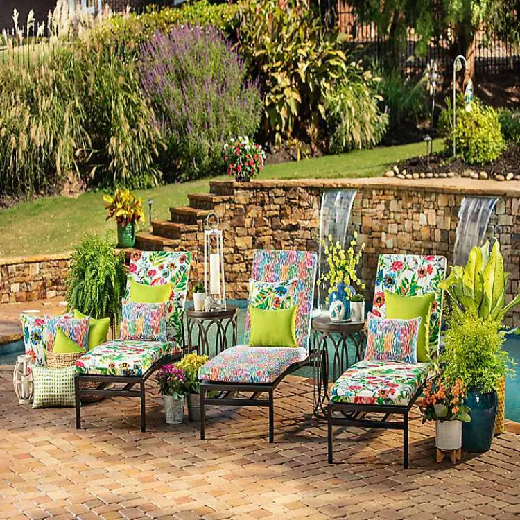 Outdoor Cushions & Pillows-Kirklands Home color Zinnia Outdoor Pillows, Set of 2 Multi