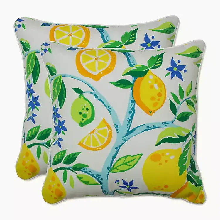 Outdoor Cushions & Pillows-Kirklands Home Lemon Tree Outdoor Pillows, Set of 2