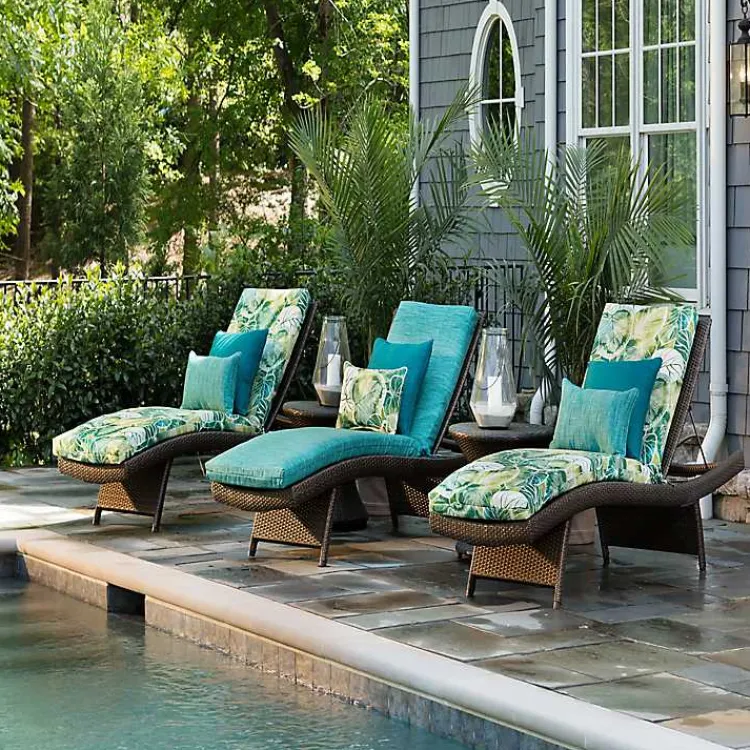 Outdoor Cushions & Pillows-Kirklands Home Green Lagoon Outdoor Chaise Cushion