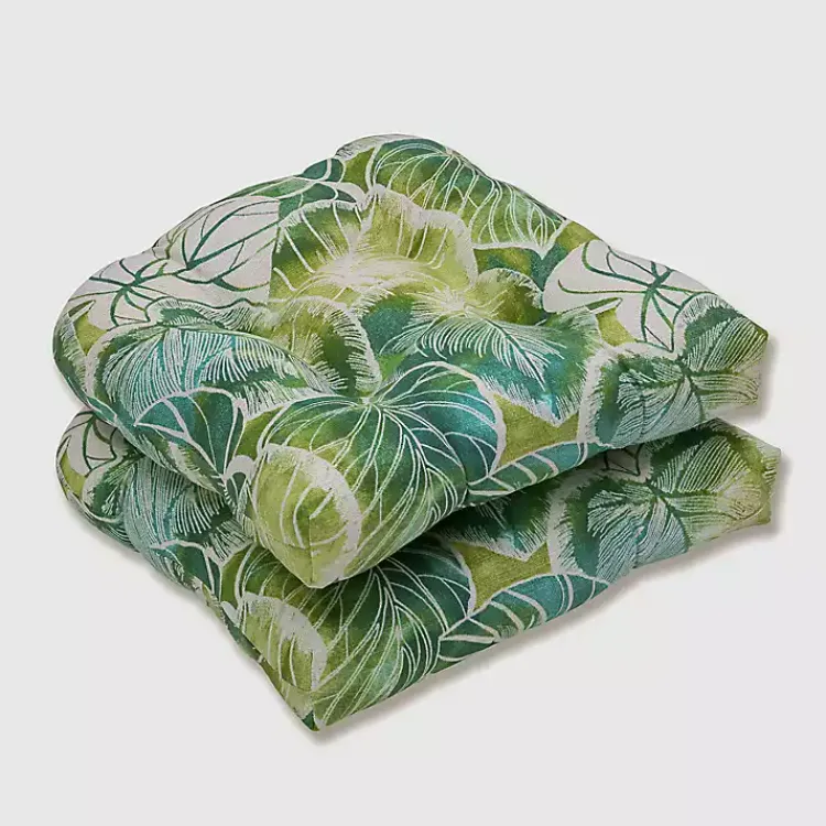 Outdoor Cushions & Pillows-Kirklands Home Green Lagoon Outdoor Chair Cushions, Set of 2