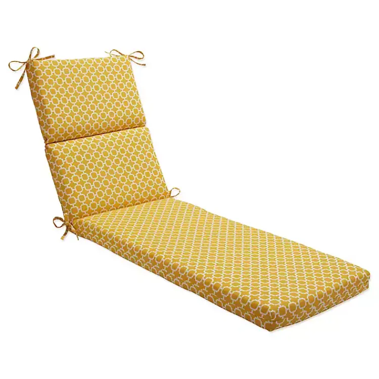 Outdoor Cushions & Pillows-Kirklands Home Pattern Outdoor Chaise Cushion Yellow
