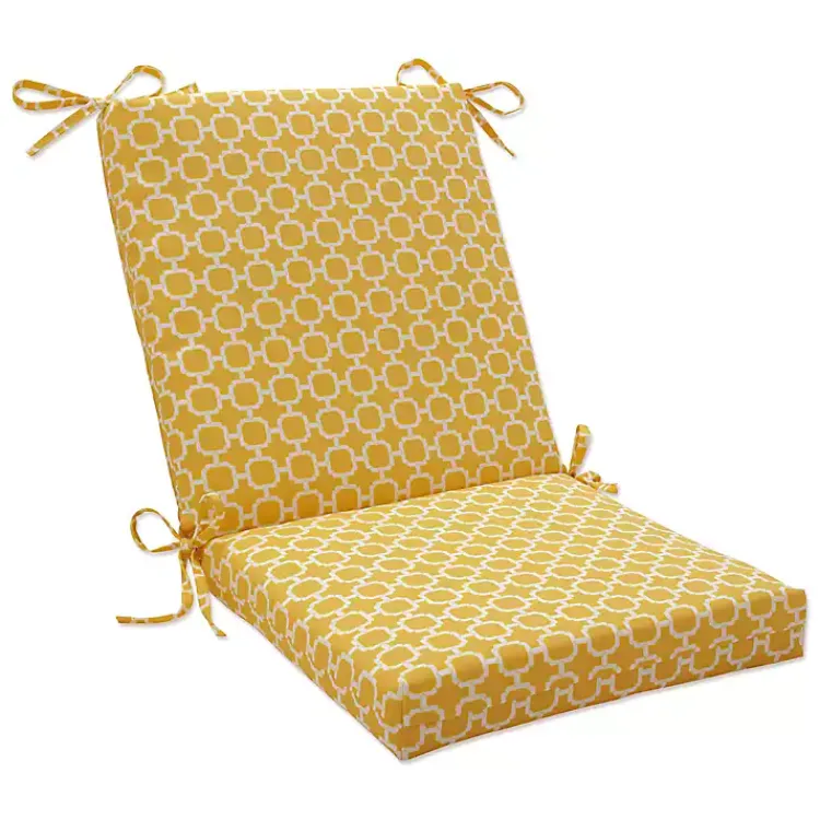 Outdoor Cushions & Pillows-Kirklands Home Pattern Square Outdoor Chair Cushion Yellow