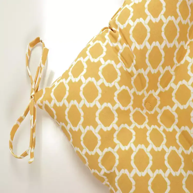 Outdoor Cushions & Pillows-Kirklands Home Tufted Tie Outdoor Seat Cushions, Set of 2 Yellow