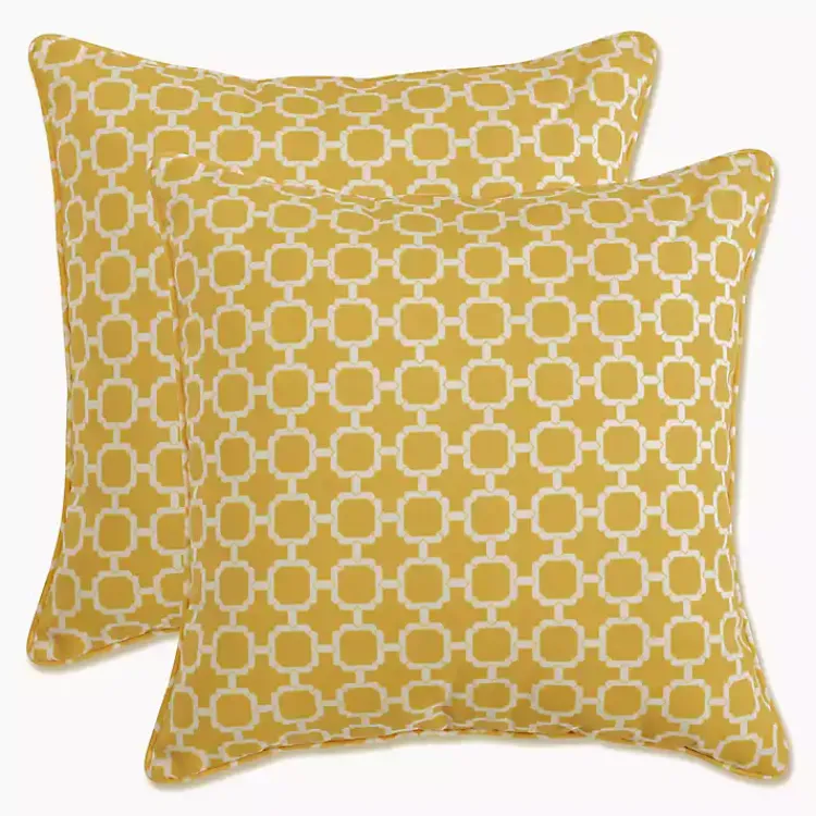 Outdoor Cushions & Pillows-Kirklands Home Pattern Outdoor Pillows, Set of 2 Yellow