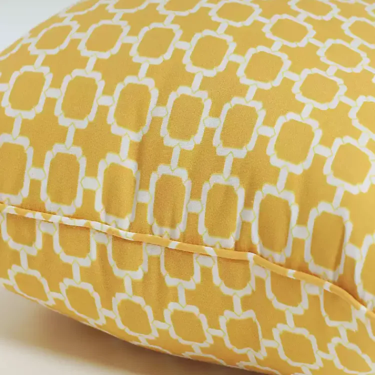 Outdoor Cushions & Pillows-Kirklands Home Pattern XL Outdoor Lumbar Pillows, Set of 2 Yellow