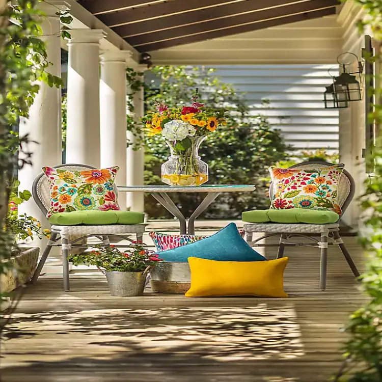 Outdoor Cushions & Pillows-Kirklands Home Colorful Floral Outdoor Chair Cushion Multi
