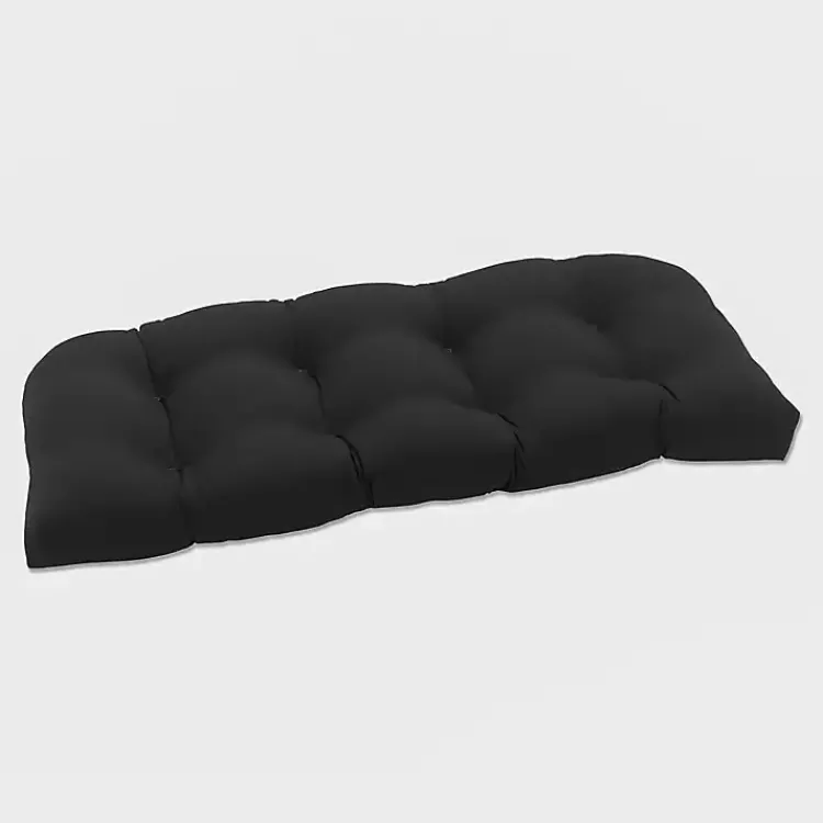 Outdoor Cushions & Pillows-Kirklands Home Solid Tufted Outdoor Settee Cushion Black
