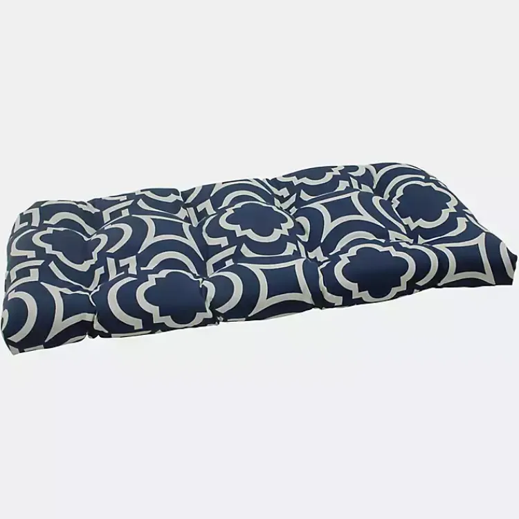 Outdoor Cushions & Pillows-Kirklands Home Navy Carmody Outdoor Settee Cushion