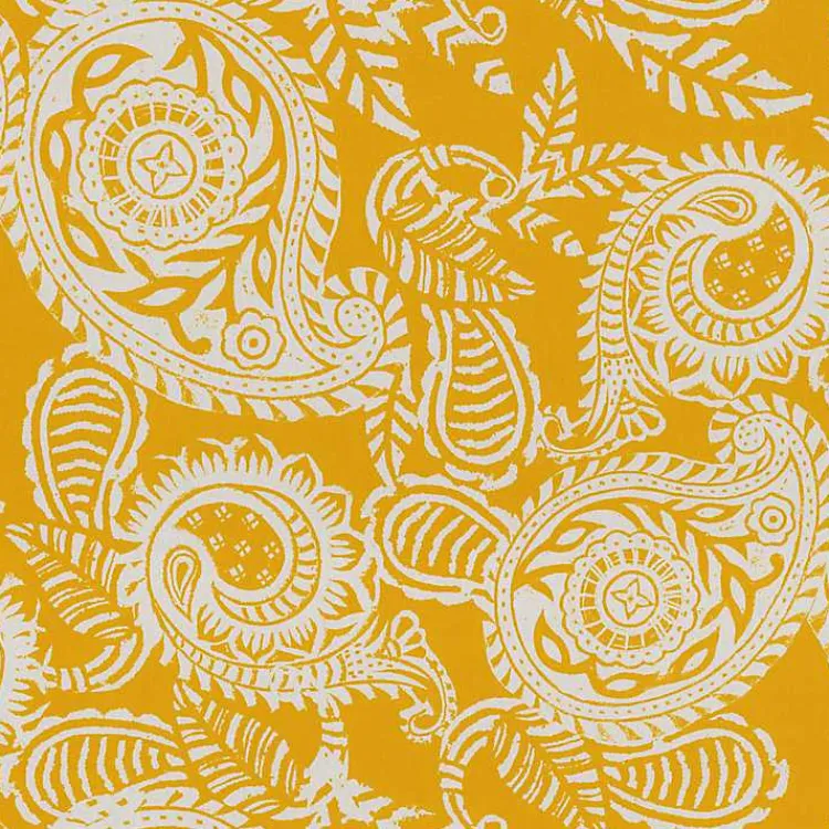 Outdoor Cushions & Pillows-Kirklands Home Yellow Paisley Outdoor Settee Cushion