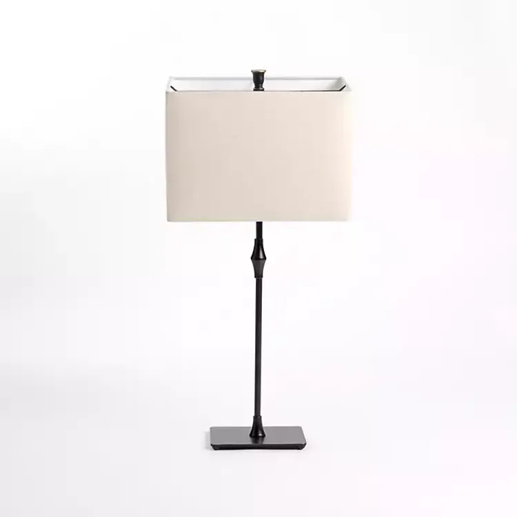 Table Lamps-Kirklands Home Black Metal Candlestick Table Lamp Tan