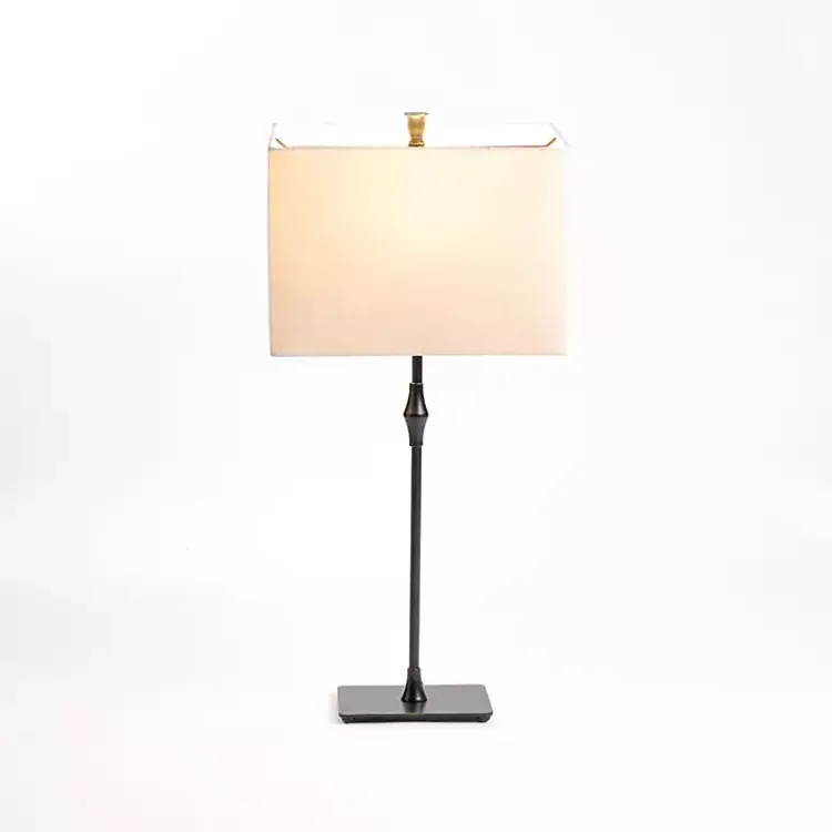 Table Lamps-Kirklands Home Black Metal Candlestick Table Lamp Tan