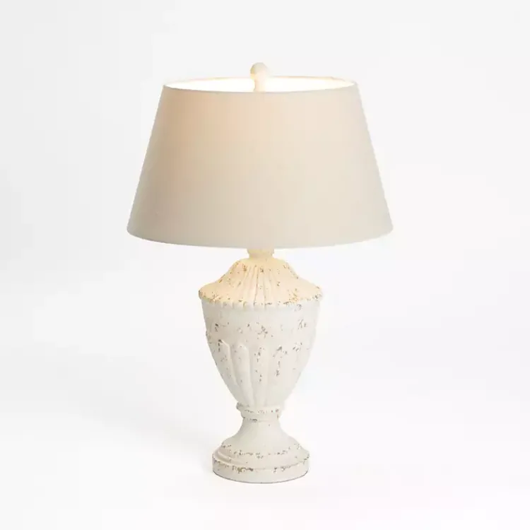 Table Lamps-Kirklands Home Distressed Cream Hadley Table Lamp Ivory