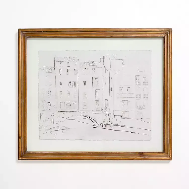 Framed Art-Kirklands Home Sketched City Street Framed Art Print White