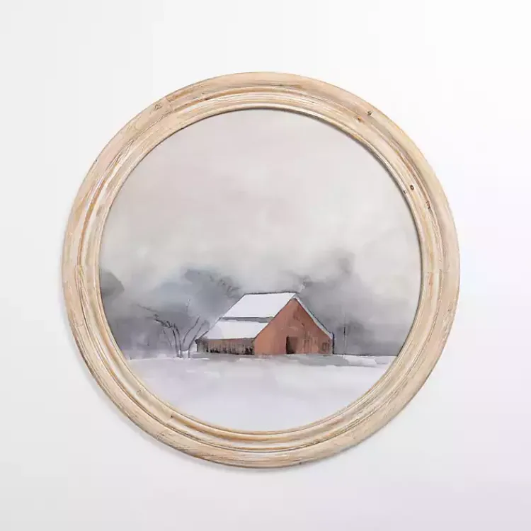 Framed Art-Kirklands Home Round Winter Barn Framed Art Print