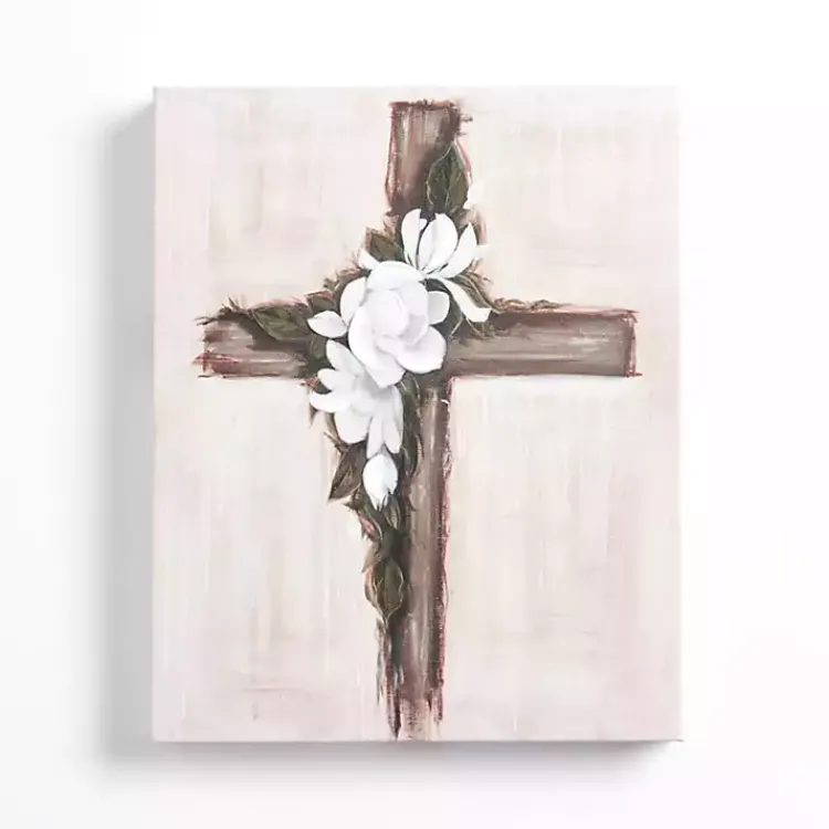 Canvas Art-Kirklands Home Floral Cross Canvas Art Print
