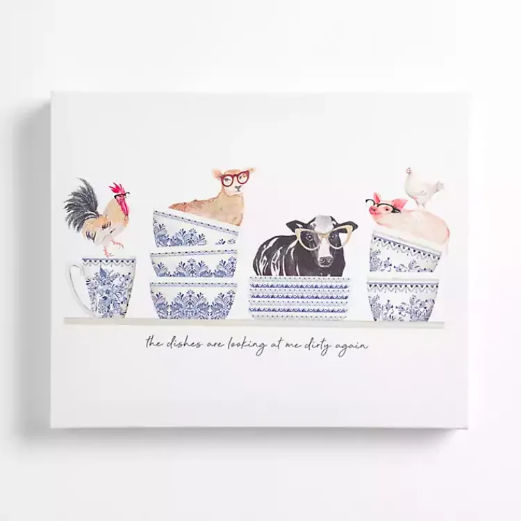 Canvas Art-Kirklands Home Farm Animal Dishes Canvas Art Print