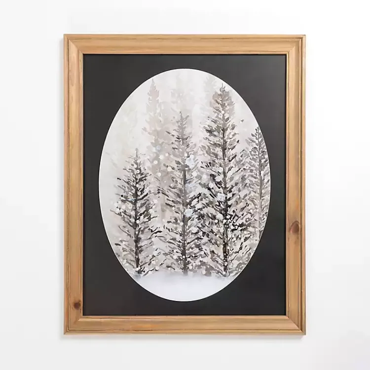 Framed Art-Kirklands Home Snowy Trees Oval Framed Art Print