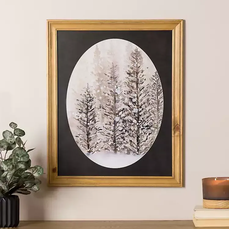 Framed Art-Kirklands Home Snowy Trees Oval Framed Art Print