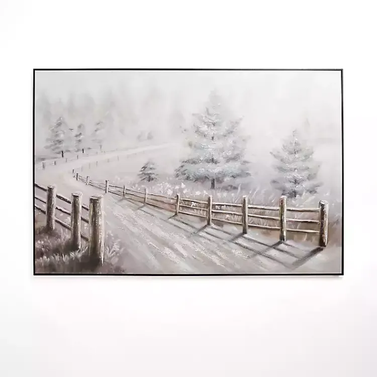Canvas Art-Kirklands Home Snowy Country Drive Framed Canvas Art Print White