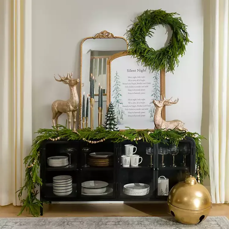 Cabinets & Sideboards-Kirklands Home Metal & Glass 4-Door Bentley Cabinet Black