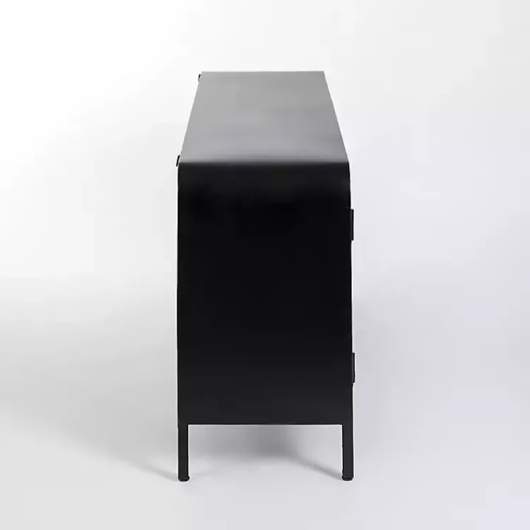 Cabinets & Sideboards-Kirklands Home Metal & Glass 4-Door Bentley Cabinet Black